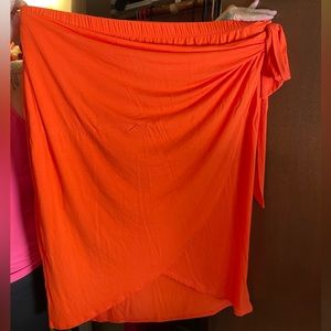 Orange plus size wrap skirt